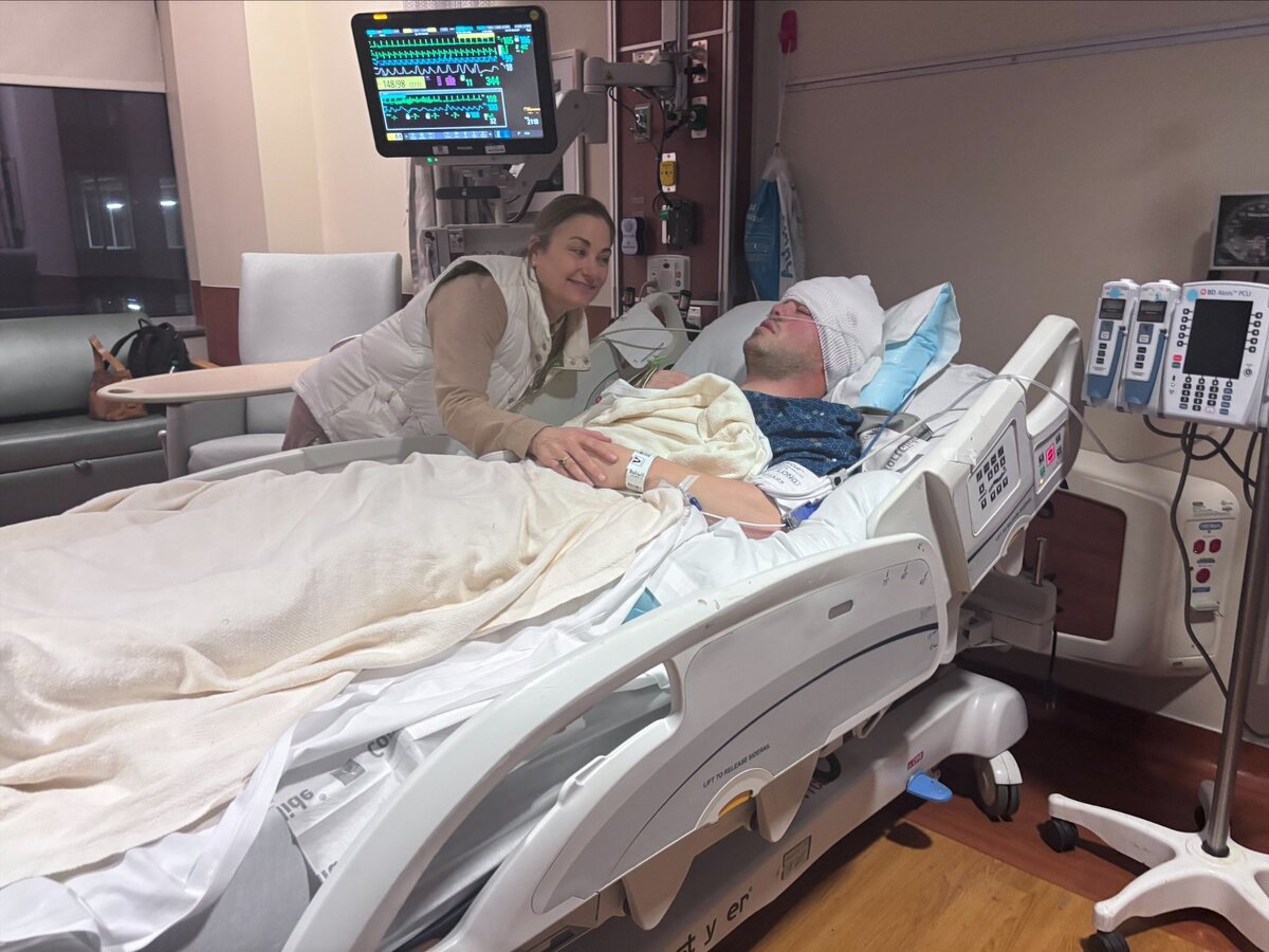 Joe's family with him in the ICU