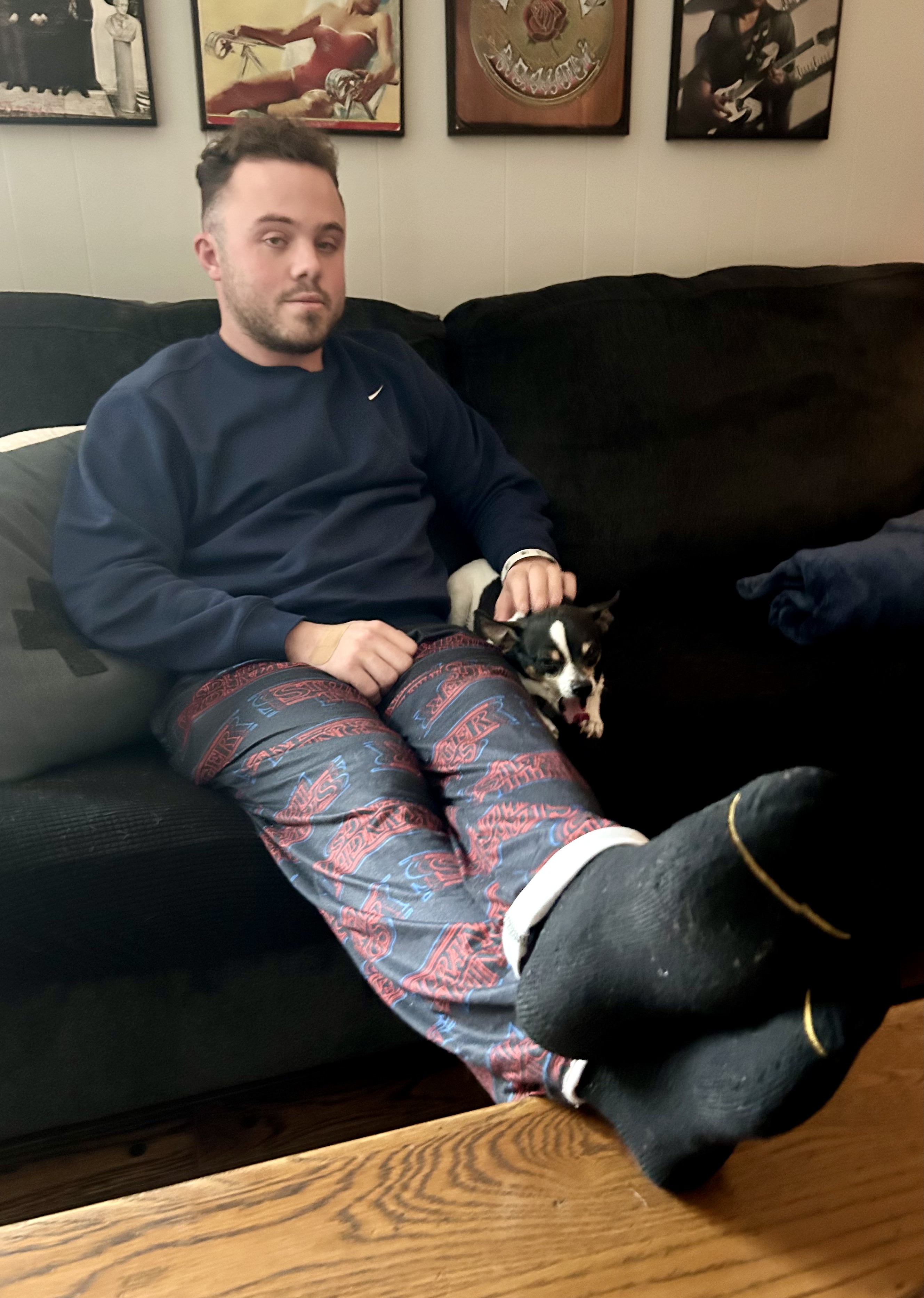 Joe arriving home after brain surgery